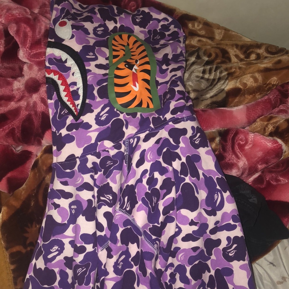purple bape shark hoodie
